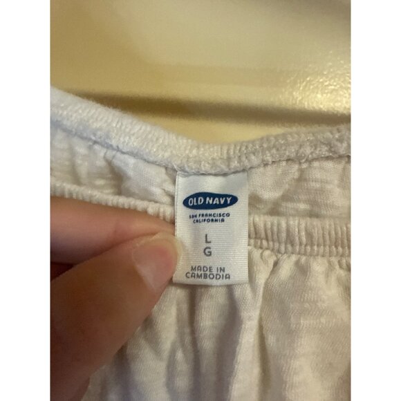 Old Navy Womens White Off-Shoulder Ruffle Top L 100% Cotton Lightweight Flowy Bl - Picture 3 of 5